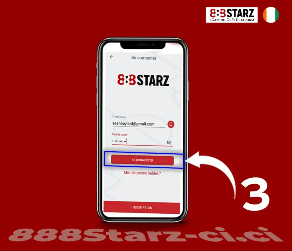 Se connecter sur 888starz APK - Etape 3